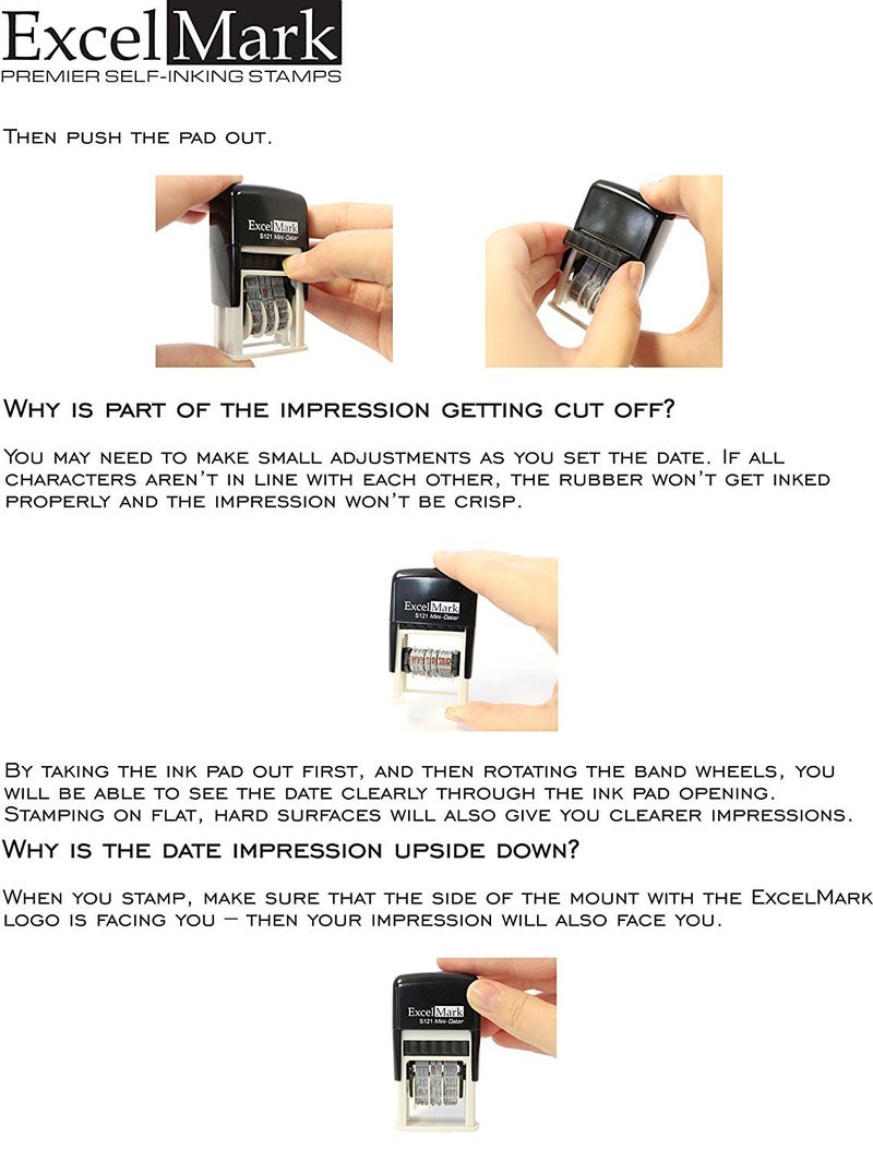 ExcelMark Self-Inking Date Stamp - Military Style/Euro Style - S121 (Black Ink) - Image 5